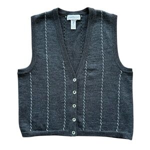Robert Scott Vintage Unisex Wool V-neck Sweater Vest Cottagecore Granny, Size M